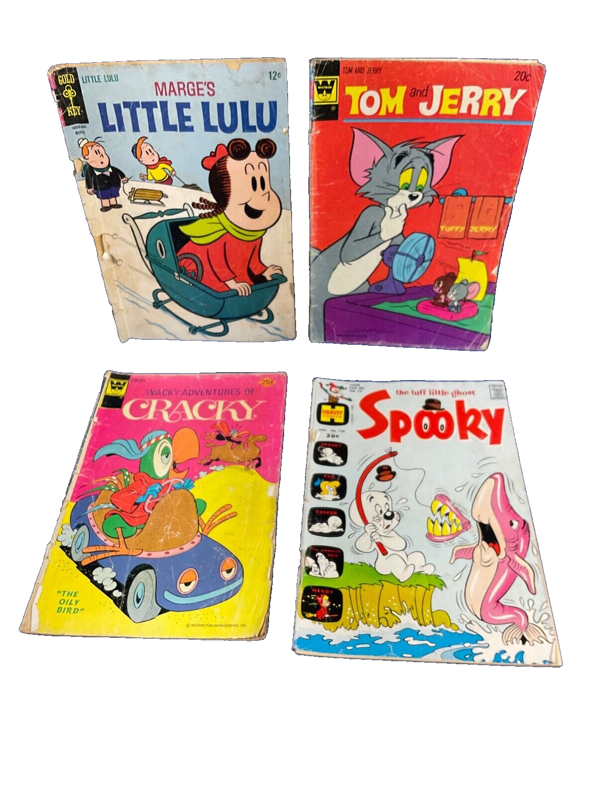 4-Comic Book Lot,1965 Little LuLu #175, 1974 Tom & Jerry #282, Cracky, & Spooky