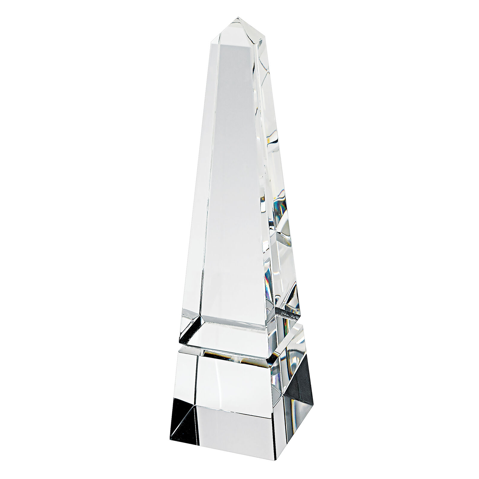 Modern Hand Crafted Crystal Decorative Optical Crystal Obelisk, 10 Inches