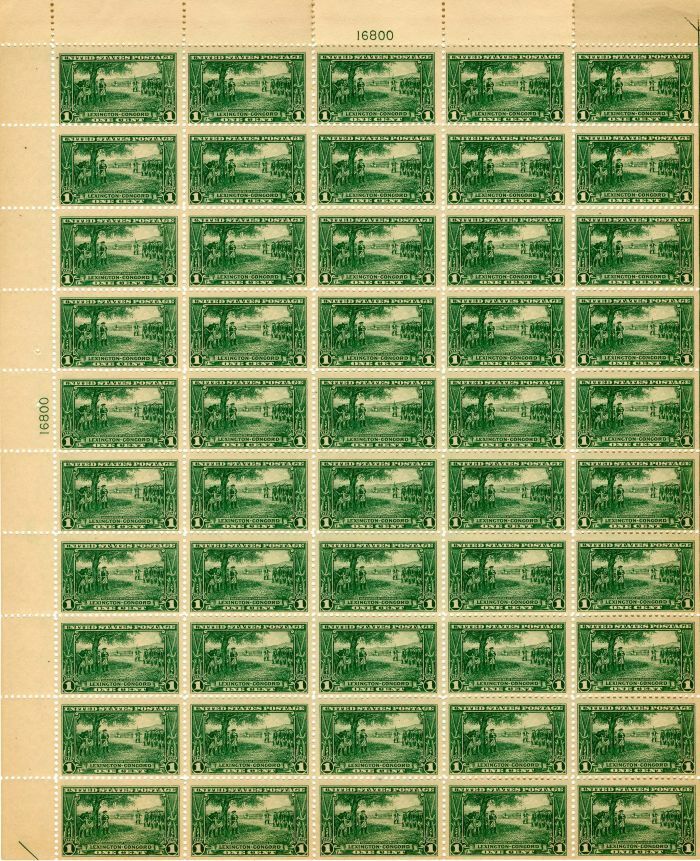 Scott #617 Stamp Sheet - Lexington and Concord Issue - Stamps