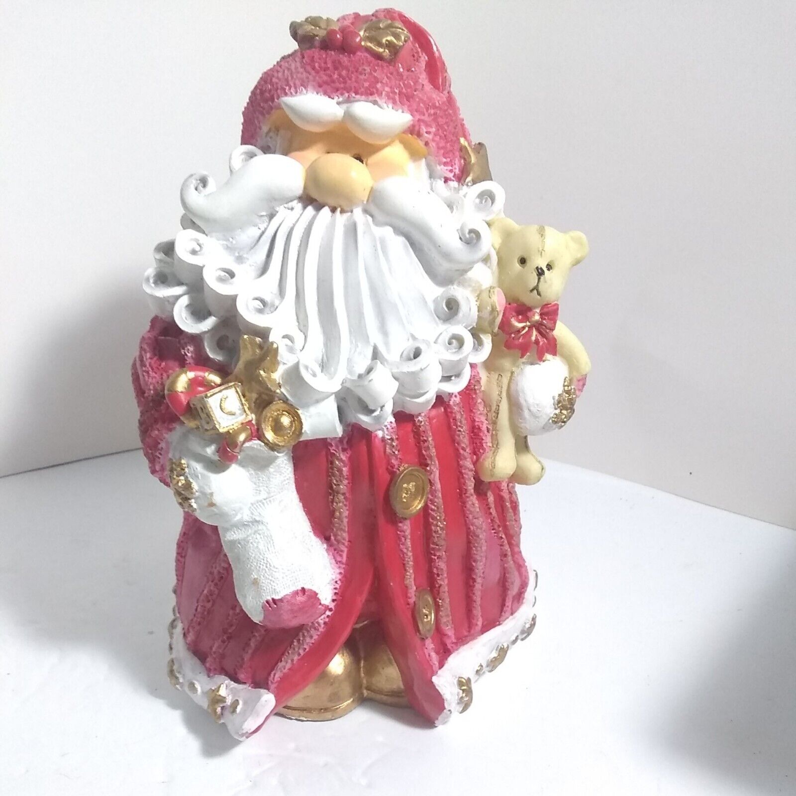 Snowman Santa Figure Teddy and Presents 9 inch Vintage