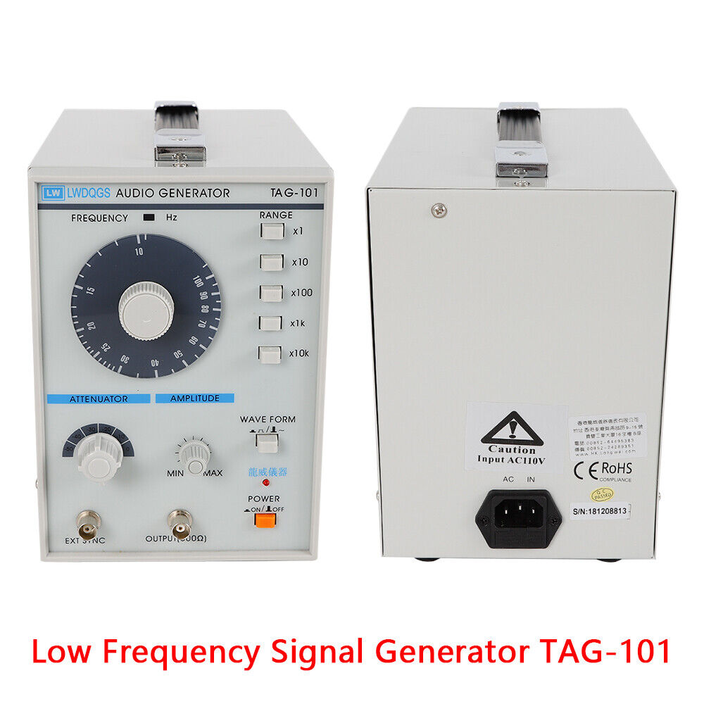 Sine/Square Waves 10Hz-1MHz Audio/Low Frequency Signal Generator w/Power Cord
