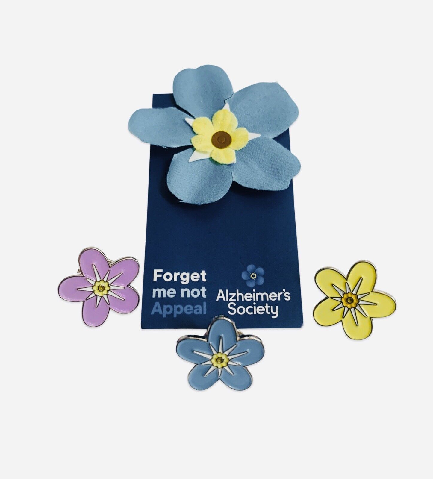 Dementia Alzheimers BLUE Forget Me Not flower enamel  lapel pin badge.  ref 232