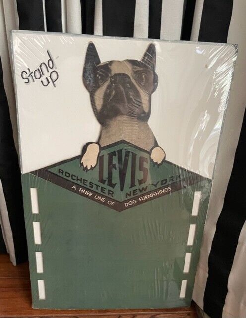 Remarkable VTG Stand Up Cardboard Ad Boston Terrier Levis 16.5\