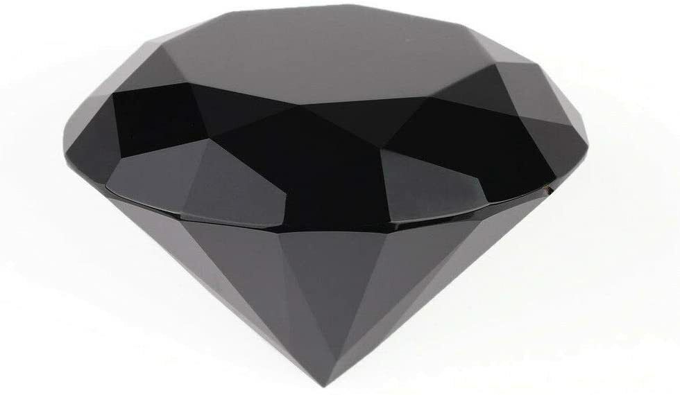 Round Crystal Diamond Paperweight Decor Black (2.25\'\' / 60 mm)