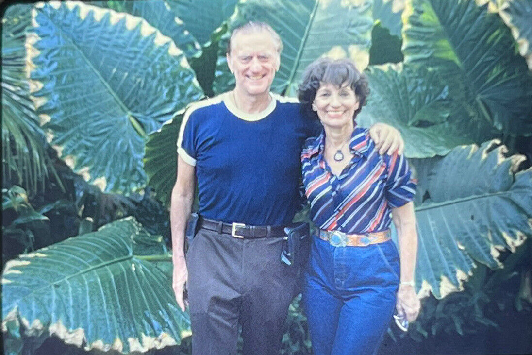 Vintage Photo Slide 1981 Woman Man Posed Plants