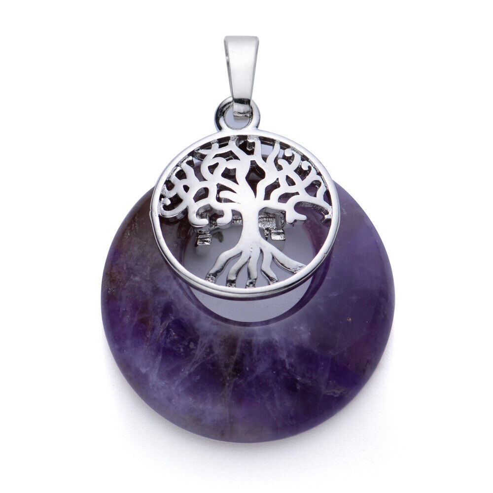 Natural Stone Tree of life Pendant Chakra Reiki Healing Amulet Energy