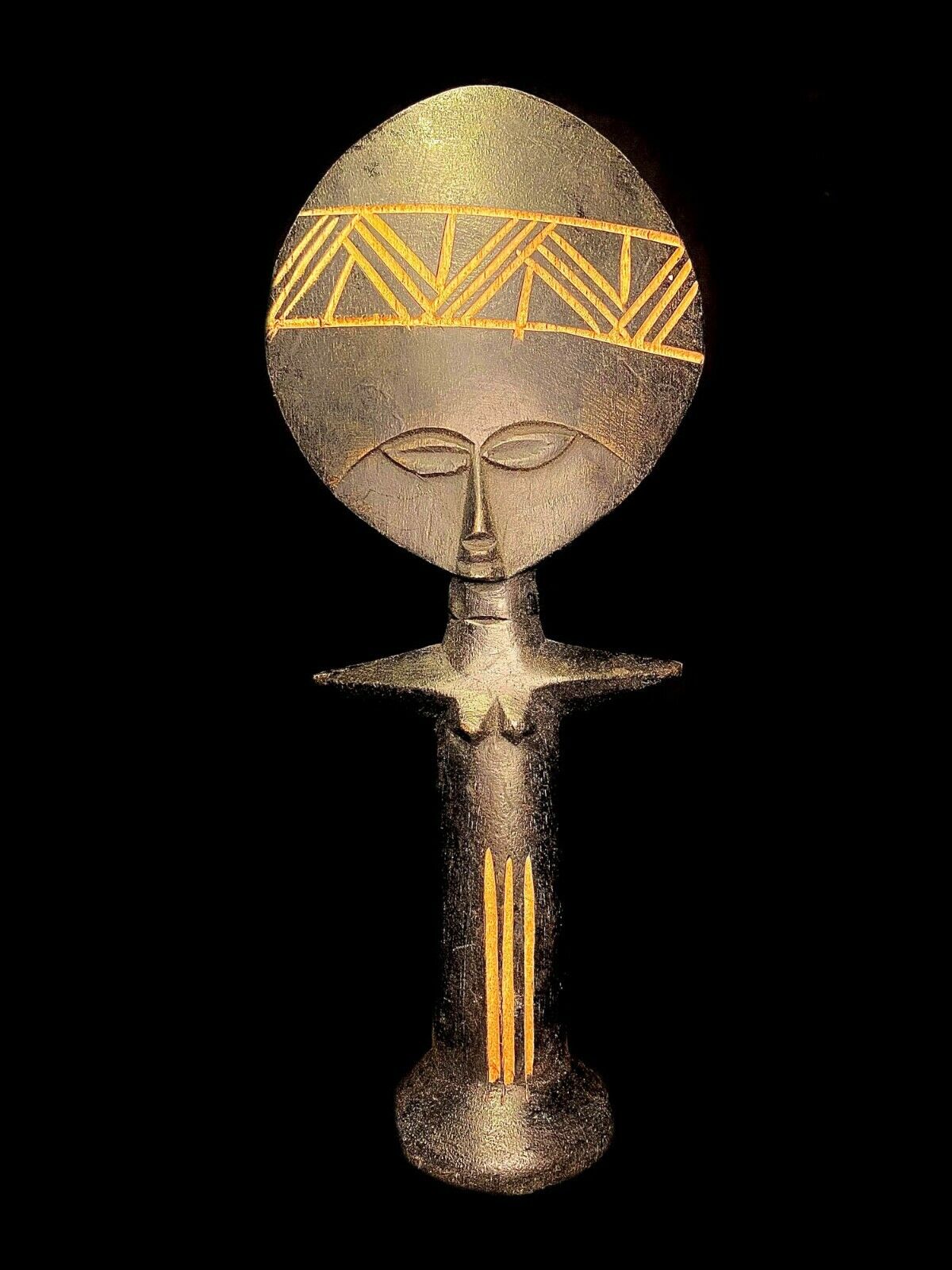 AFRICAN Vintage Hand Carved Antique tribal Akua'ba ritual fertility dol-2002