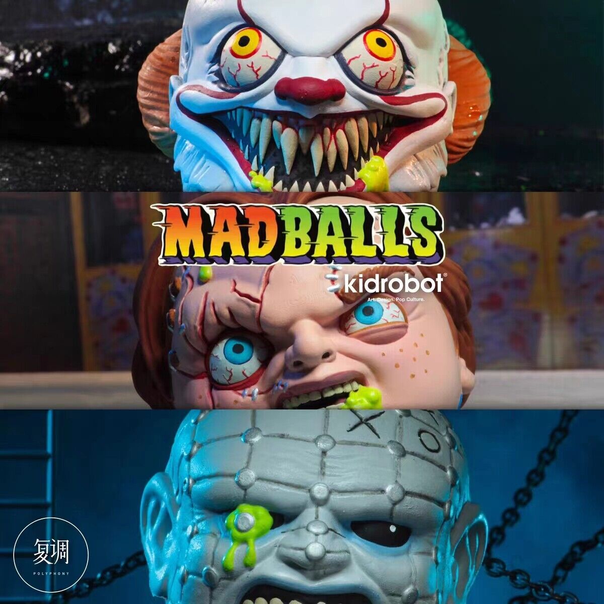 Kidrobot Madballs Horror Series Horrorballs Toys 3 PCS/SET 