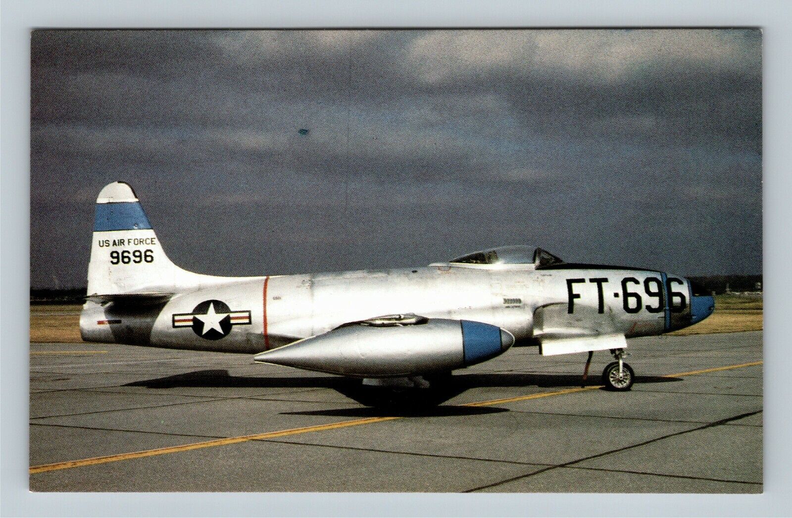 Wright Patterson Air Force Base OH, Lockheed F-80C, Ohio Vintage Postcard