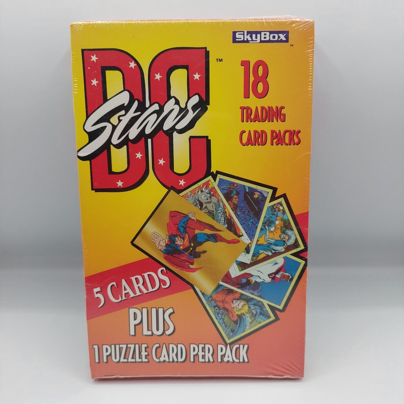 DC STARS TRADING CARDS SEALED BOX OF 18 PACKS BY SKYBOX 1996