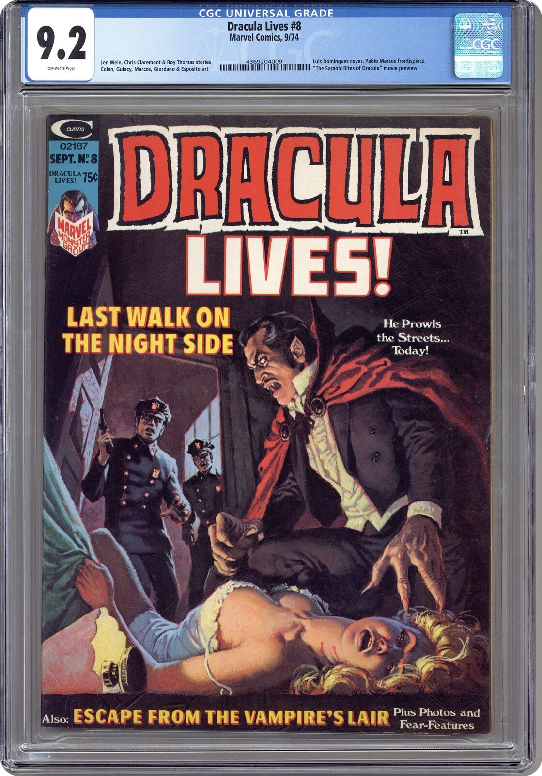 Dracula Lives #8 CGC 9.2 1974 Marvel 4369204009