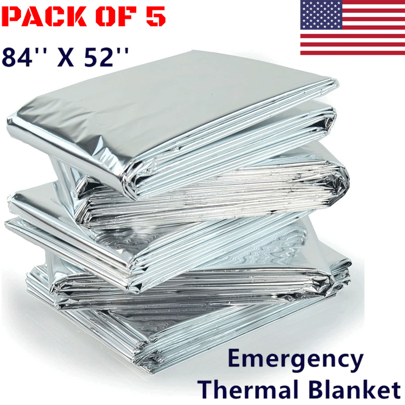 5 Pack Emergency Blankets Thermal Mylar Survival Safety Insulating Heat 54\