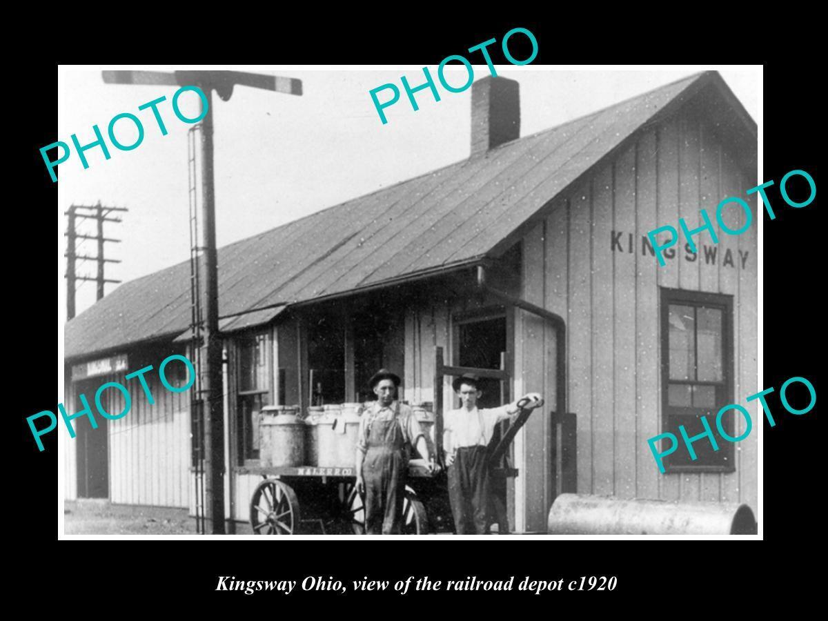 OLD LARGE HISTORIC PHOTO OF KINGSWAY OHIO THE RAILROAD DEPOT STATION c1920