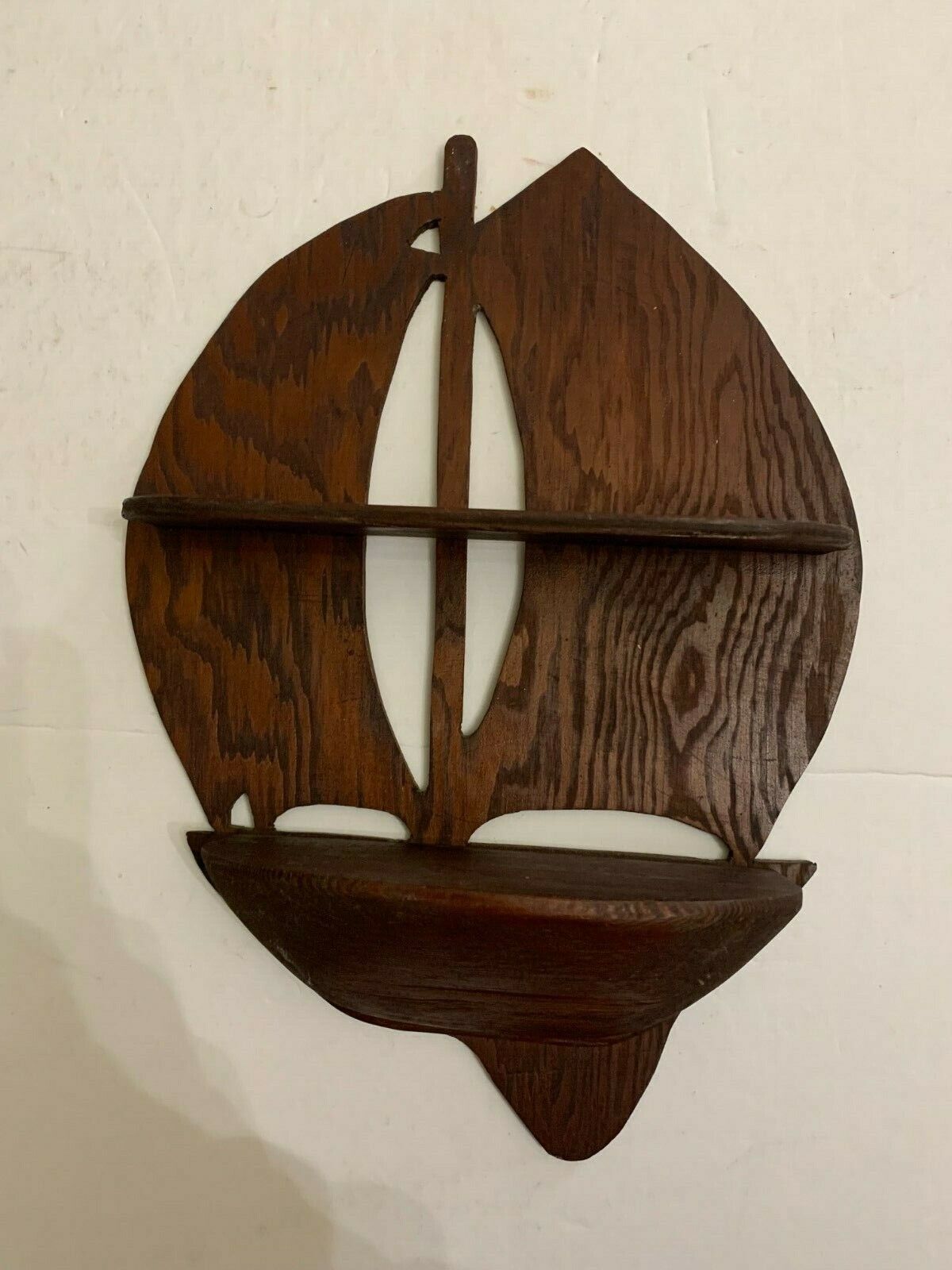 Vintage Art Deco Wooden Sailboat Wall Shelf Handmade Craftsman Style