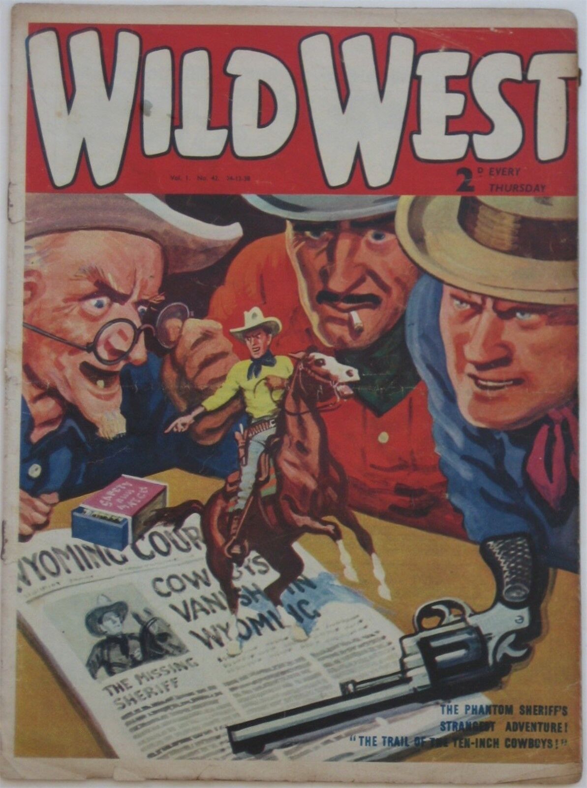 Original 1938 UK Edition WILD WEST WEEKLY 42 Cowboy Pulp Magazine E.R. Home-Gall