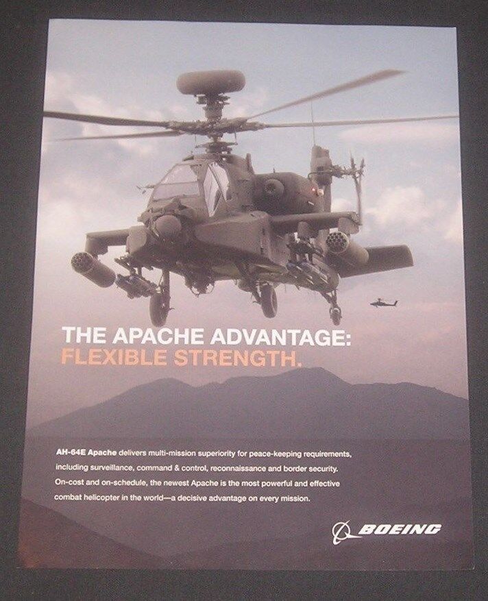 2014 Boeing Aircraft Print Ad - AH-64E Apache - Military Combat Helicopter