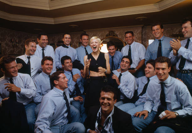 Madonna, At The Ritz, Surrounded By The France Rugby Team. 1990s Old Photo 2