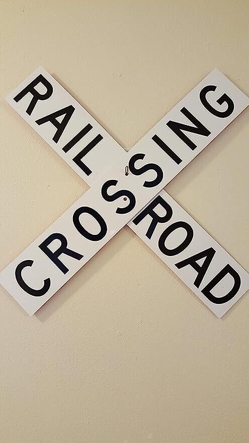 Railroad Crossing Sign White Aluminum with Black Vinyl Letters