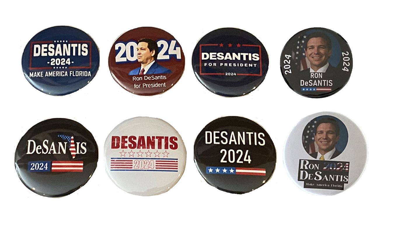 Ron DeSantis 2024 buttons - DeSantis for President pins - Set of 8 (2.25 inches)