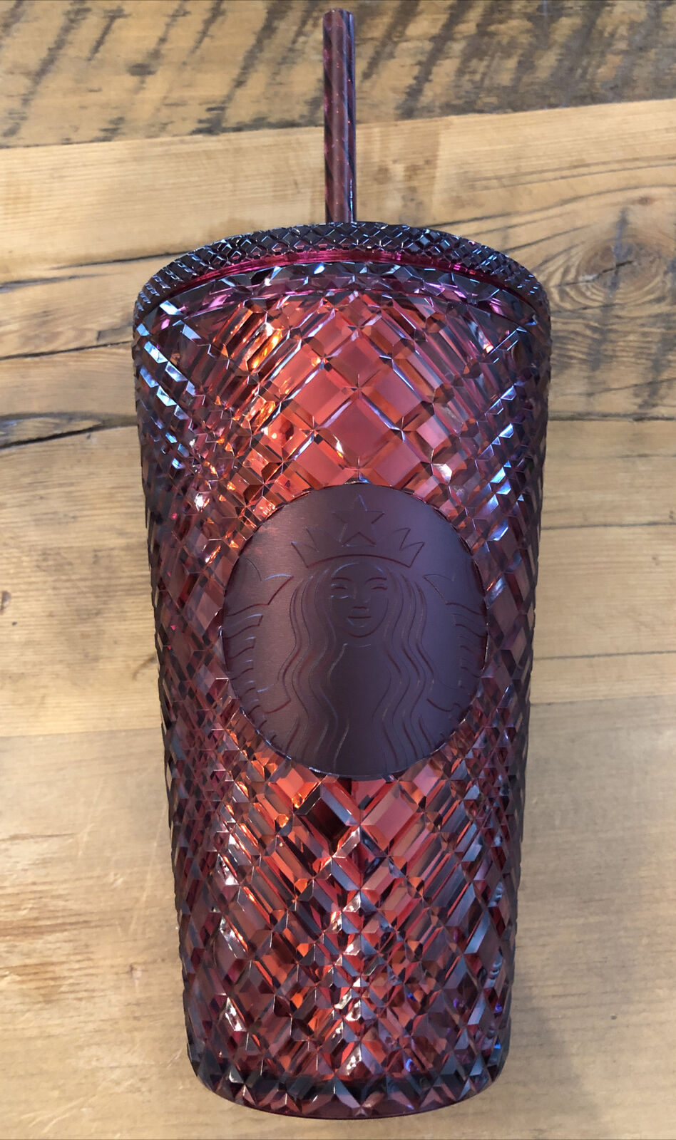 STARBUCKS Grande Iced (16oz) jeweled Ruby Red Tumbler Cold Cup new