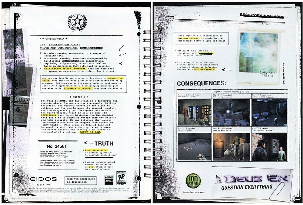 Deus Ex PC Original 2001 Ad Authentic Windows Eidos Video Game Rare Promo