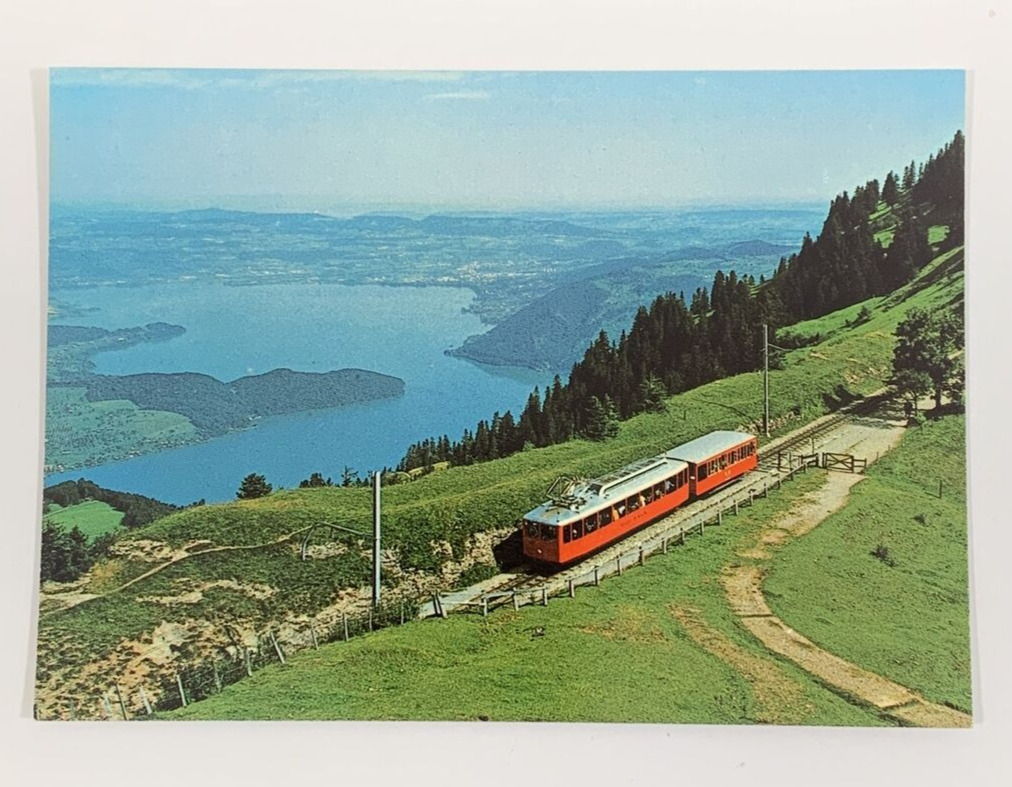 Vitznau-Rigi-Bahn near Rigi-Staffel View of Lake Zug Postcard Switzerland Aerial