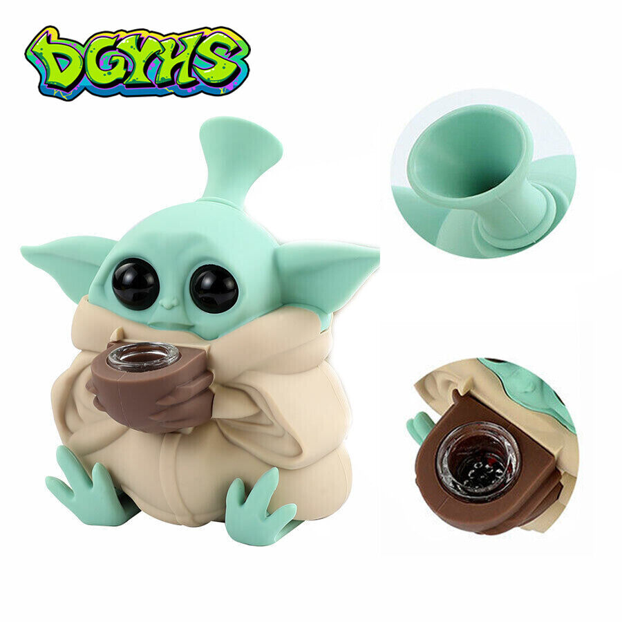Collectible Baby Yoda Silicone Bong Hookah Pipe Smoking Glass Bowl Tobacco Gift