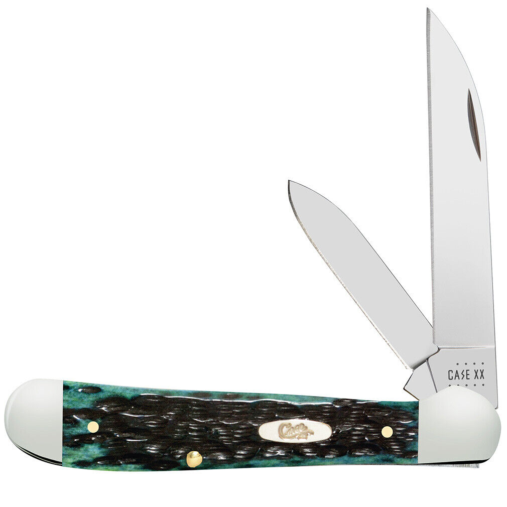 CASE XX KNIVES SLIMLINE TRAPPER GREEN KENTUCKY BLUEGRASS BONE 4 1/8 POCKET KNIFE