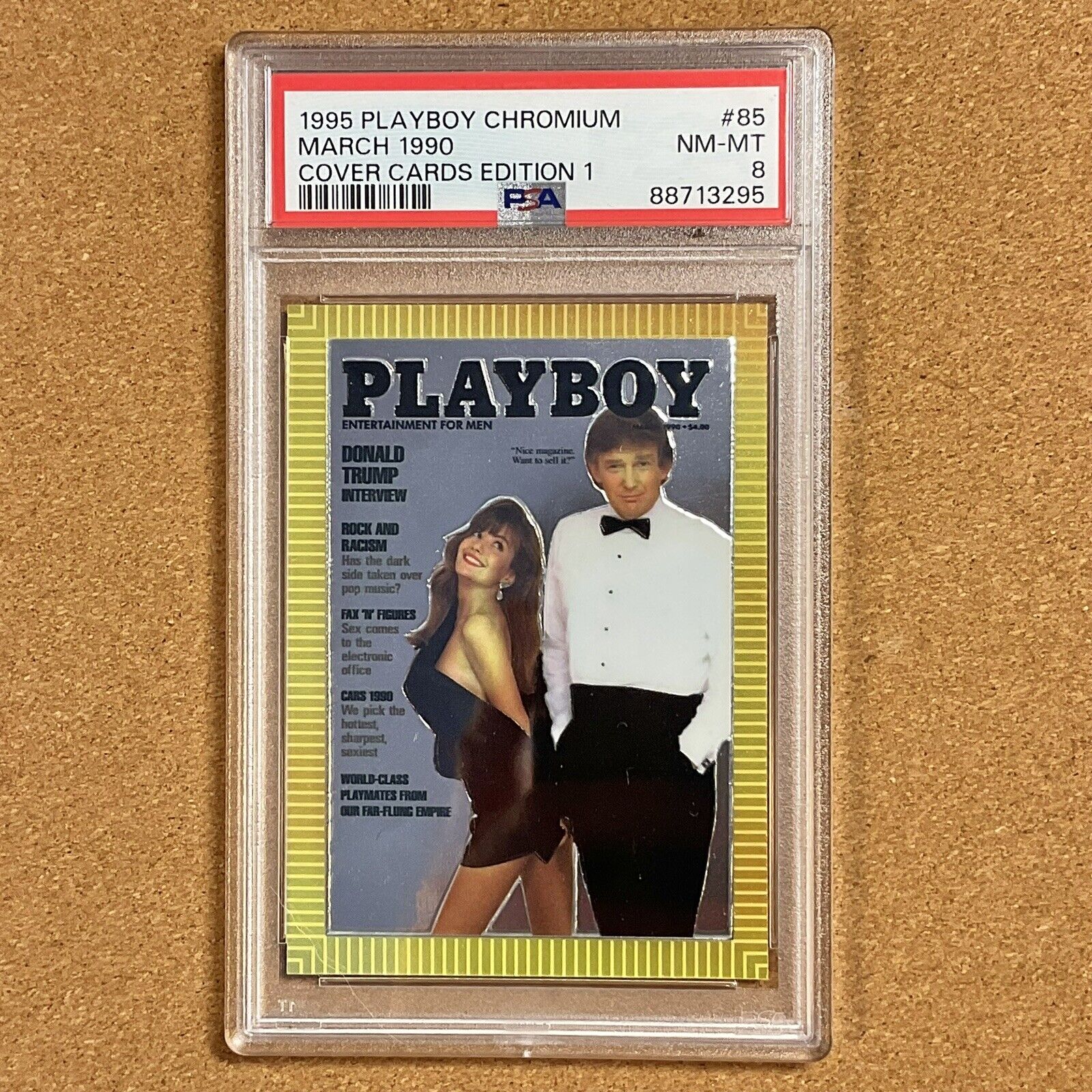 🔥 PLAYBOY 1995 CHROMIUM COVER CARD #85 EDITION 1 MARCH 1990 -  PSA 8 NM-MT