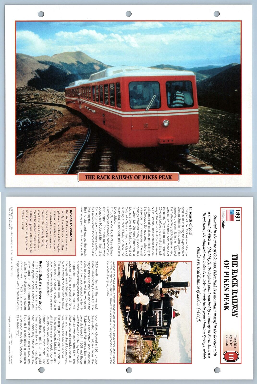 Rack Railway Of Pikes Peak - US Railroads - Legendary Trains Maxi Card