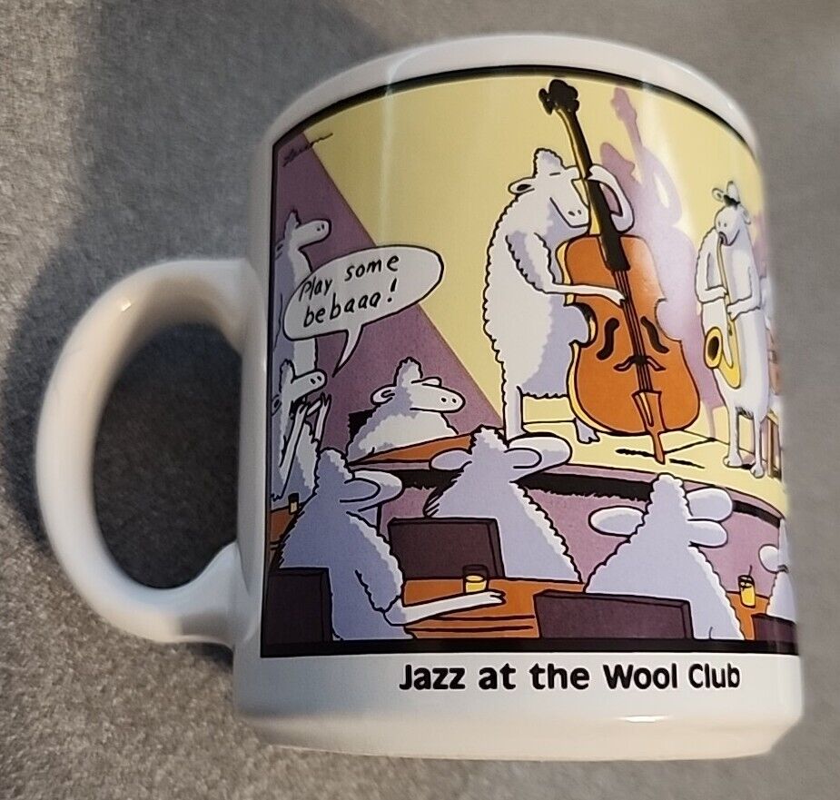 Vintage 1987 The Far Side Coffee Mug Jazz at  the Wool Club Cartoon Funnies Cup