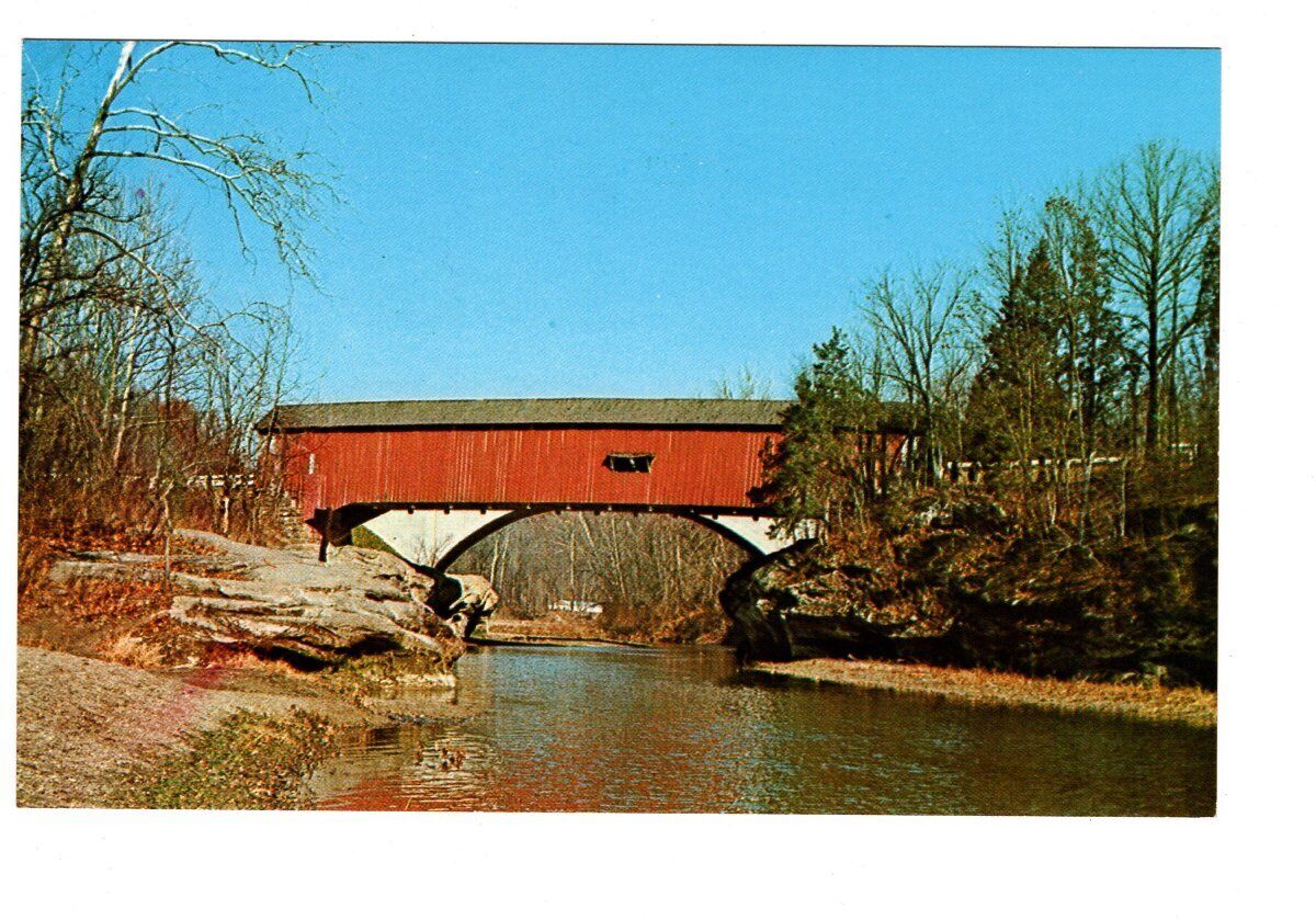 Vintage Parke County Indiana Narrows Covered Bridge Unposted Postcard #309