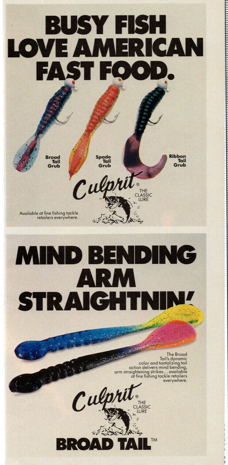1989 Culprit Classic Lure Busy Fish Love American Food Mind Bending Print Ad 