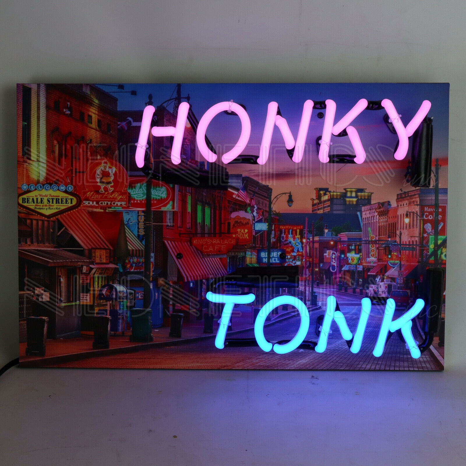 Honky Tonk Neon sign Beale St. Memphis TN Country Music Bar sign Lamp light