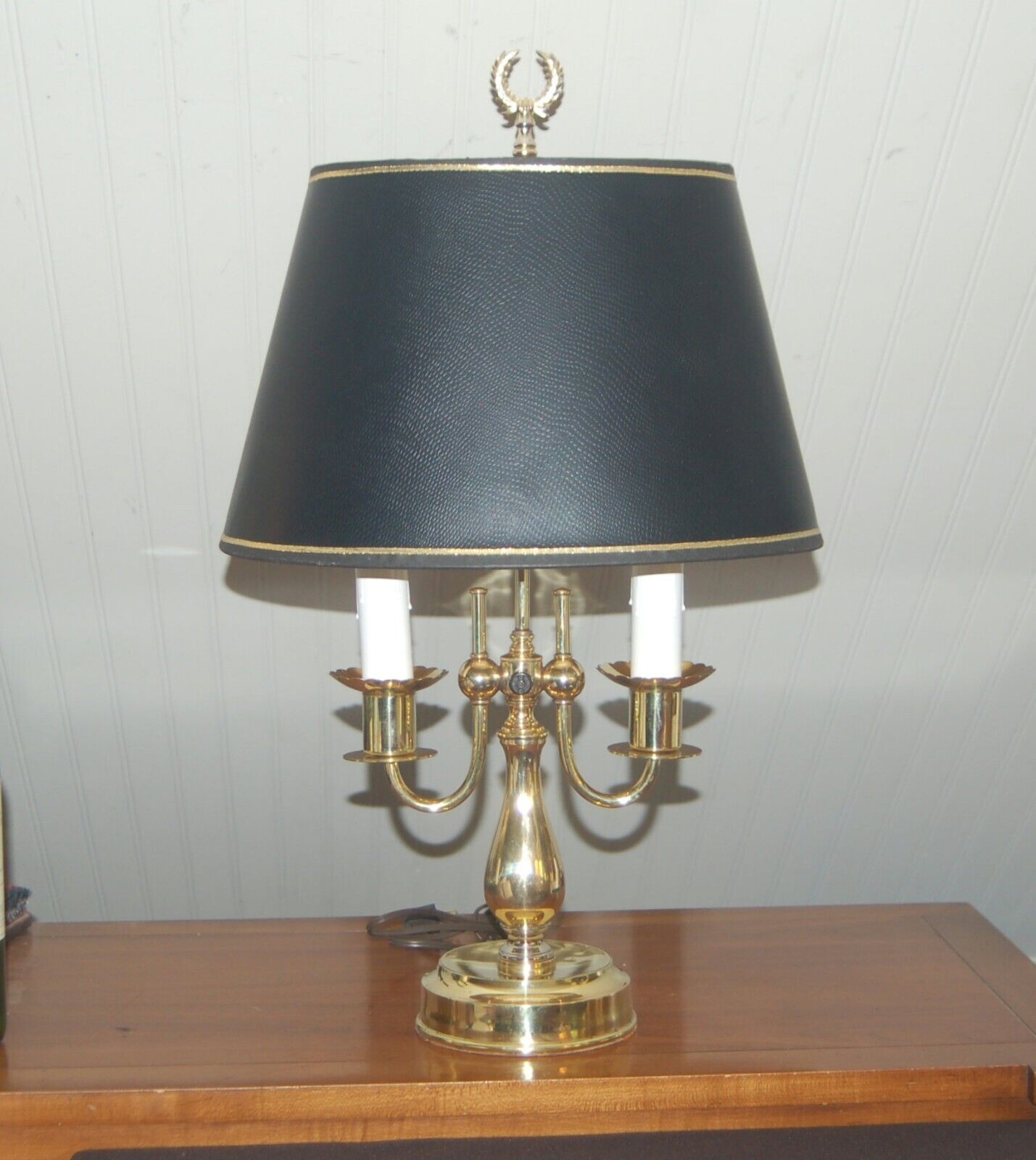 BRASS REMBRANDT LAMP Bouillotte Candelabra Modern Black Gold Hollywood Regency 