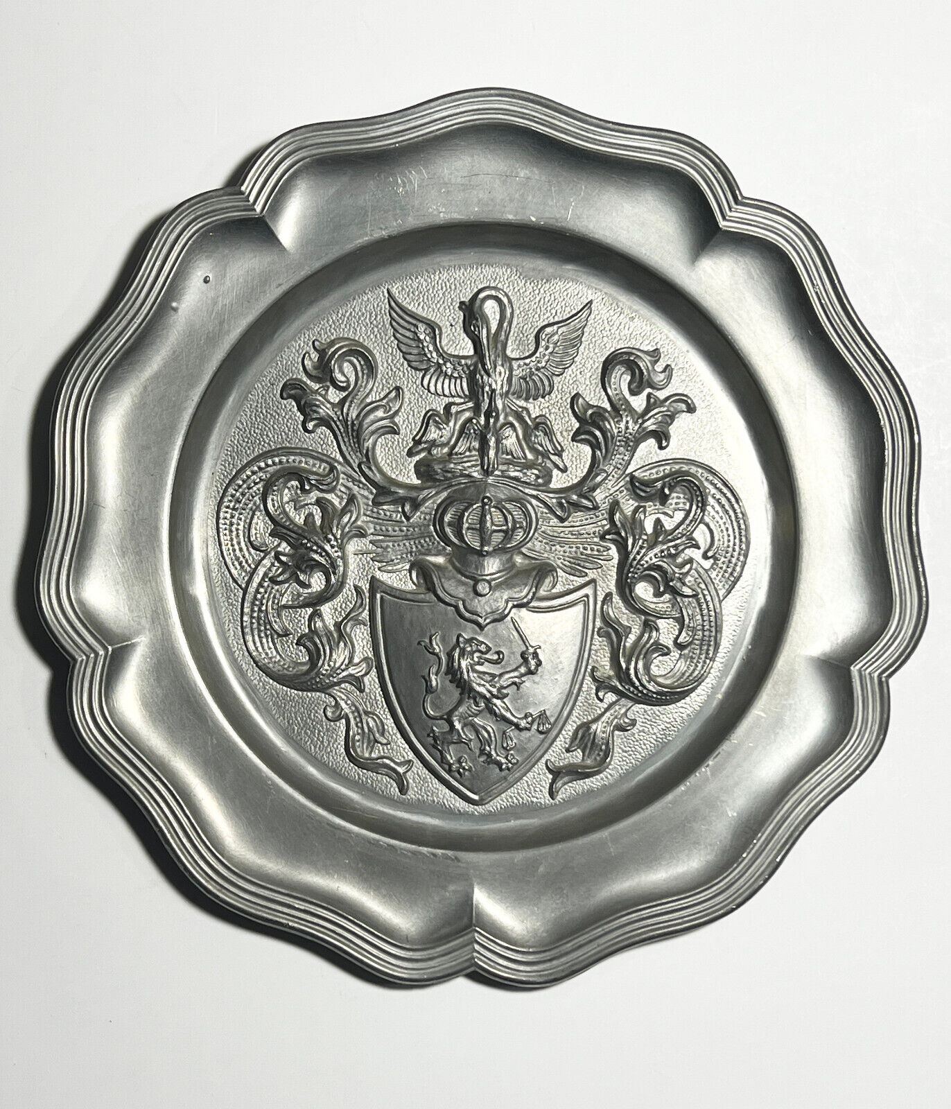 Vintage Heraldic Coat of Arms Zinc Wall Plate 8.75