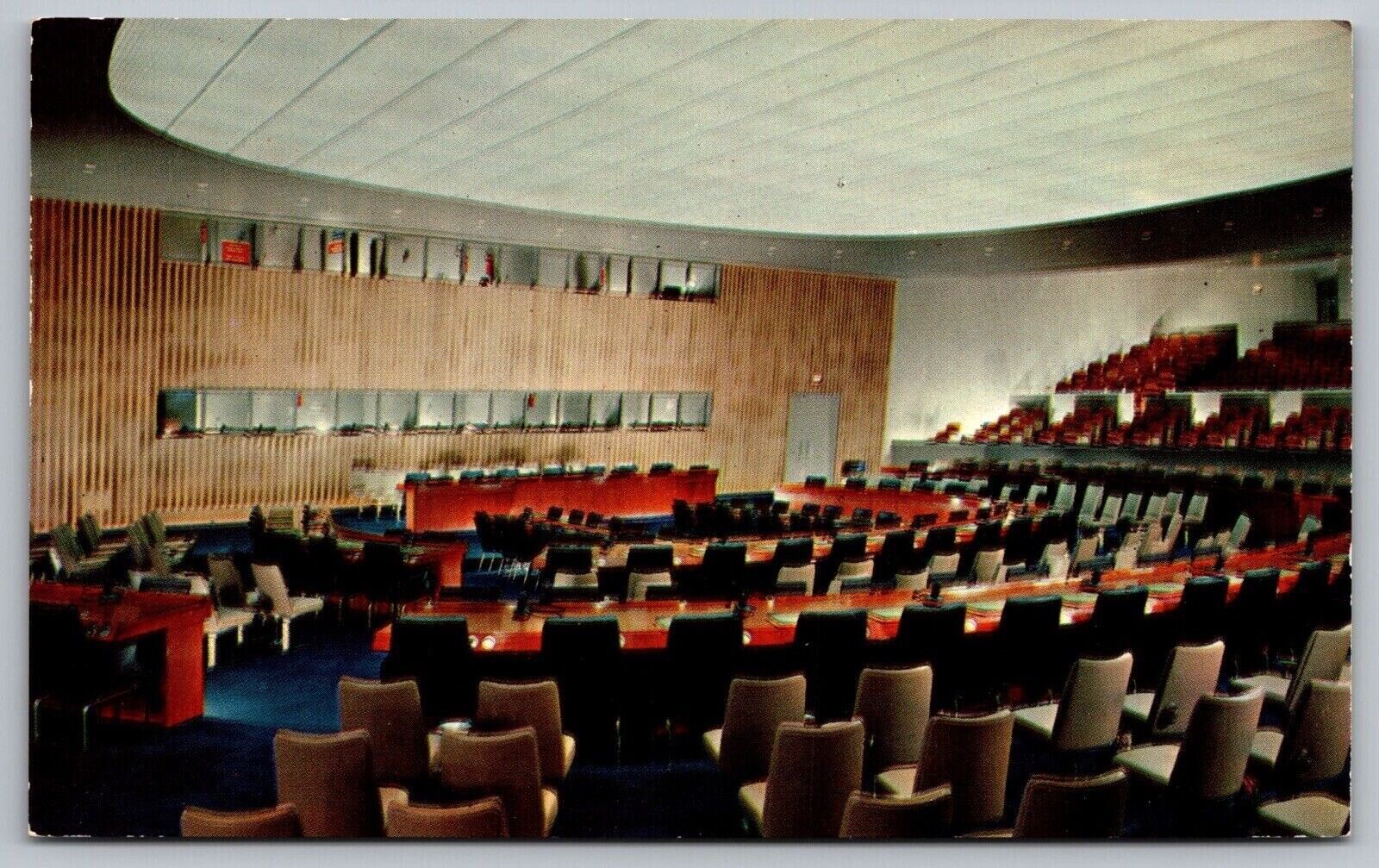 United Nations General Assembly Committee Room Headquarters Interior Postcard