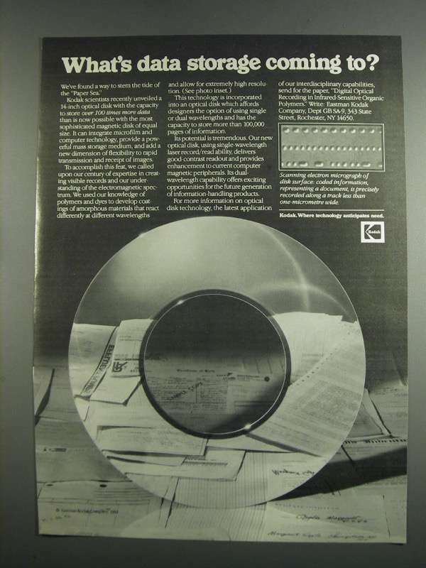 1984 Kodak Digital Optical Recording Ad