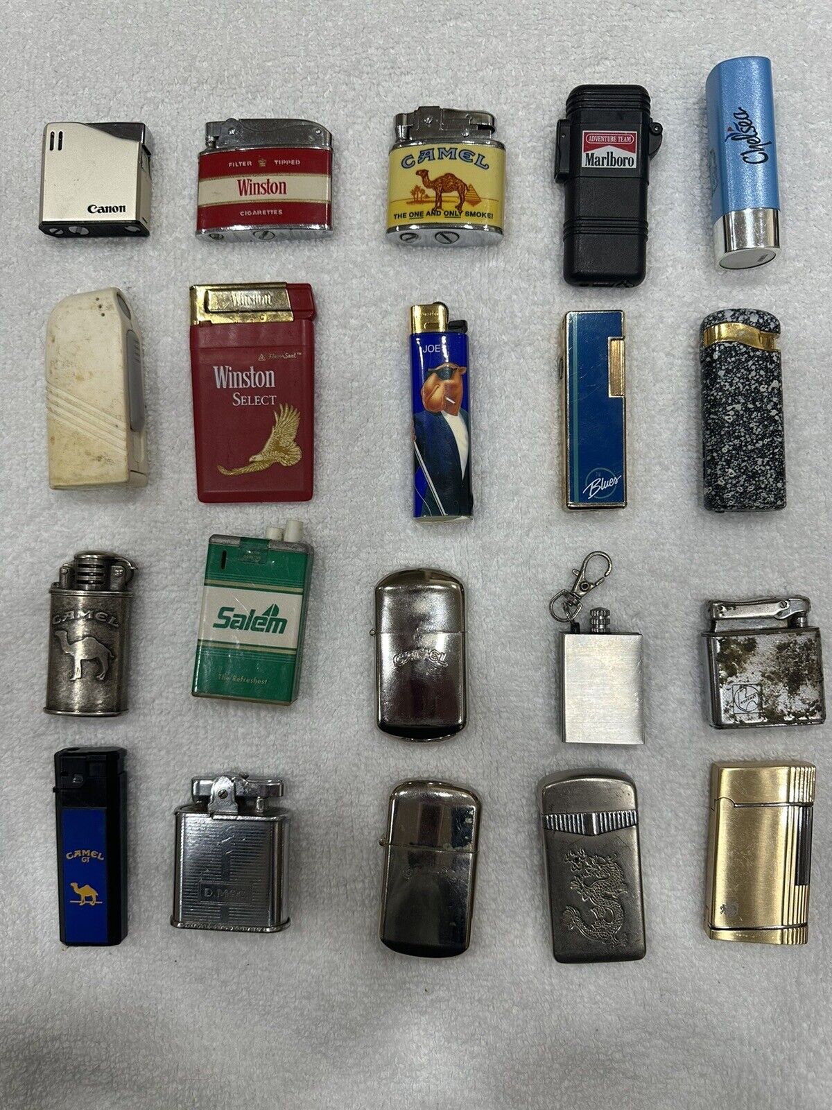 Lot Of (20) Vintage Ronson, Salem, Winston, Colibri Camel Lighters