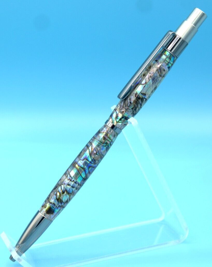 DuraClick Slim Gun Metal EDC Pen with Paua Abalone Shell