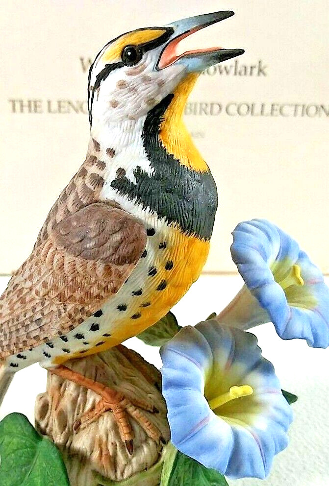 Lenox Western Meadowlark Porcelain Figurine 4x5 Brown Garden Bird Table Decor