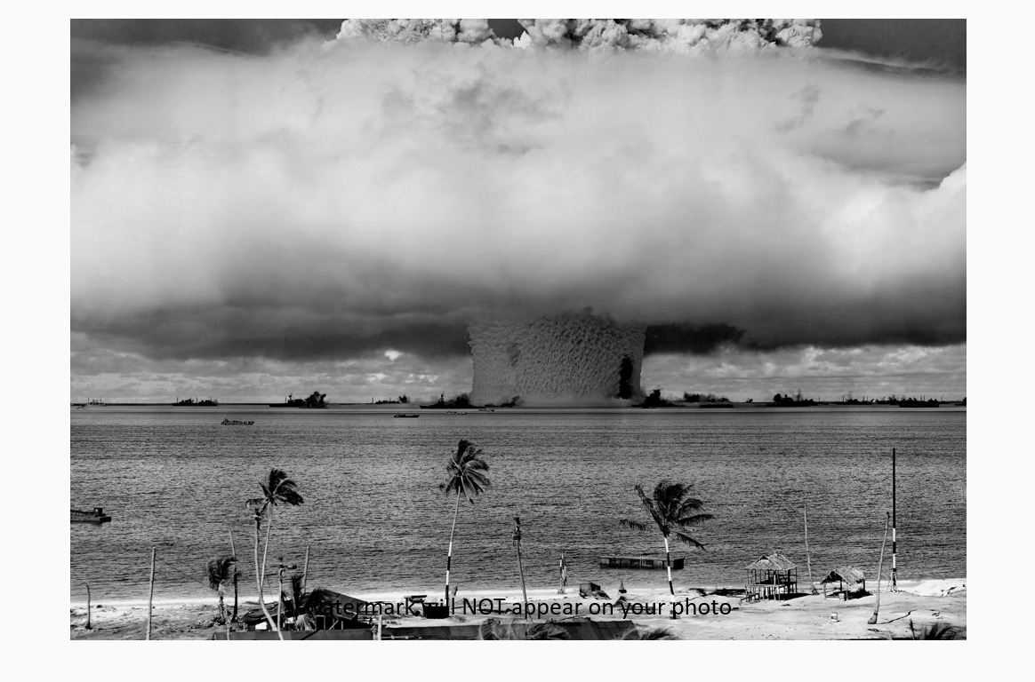 1946 Baker Nuclear Bomb Test PHOTO Atomic Mushroom Cloud Bikini Atoll Blast