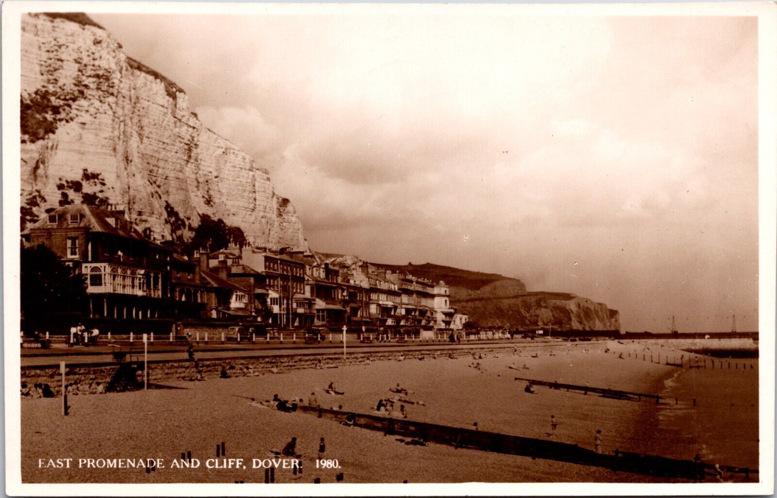 RPPC East Promenade & Cliff Dover UK Vintage Real Photo Postcard