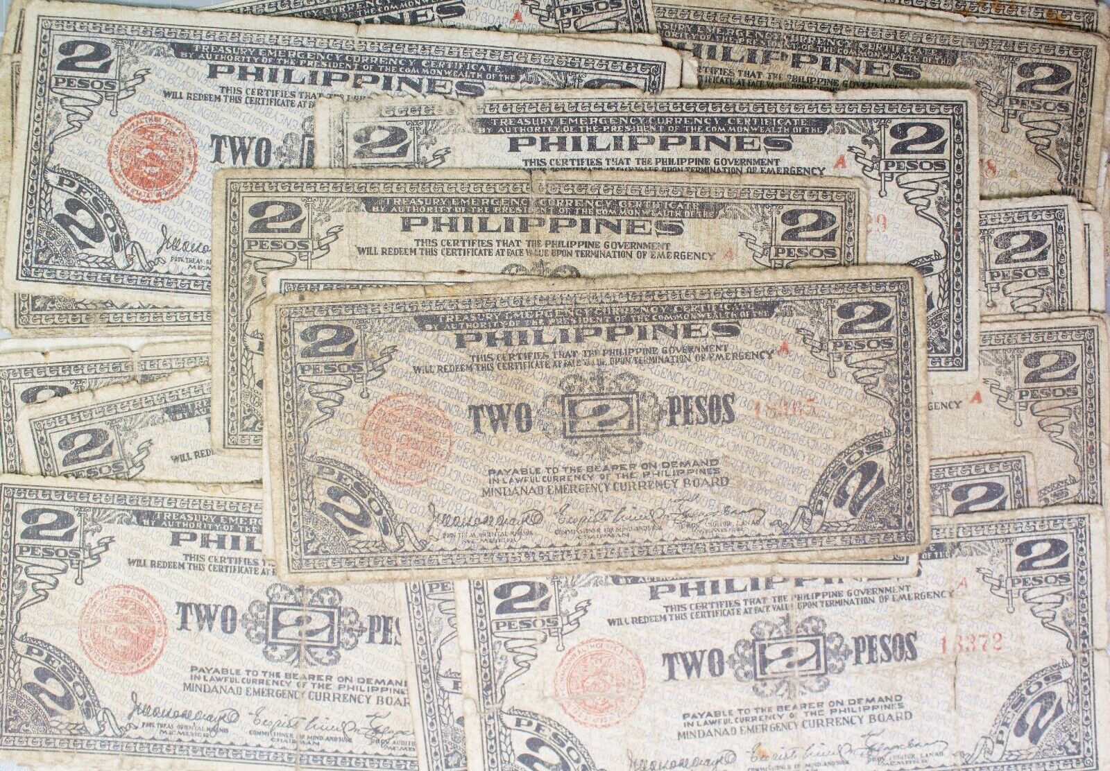 (1) 1942 Philippines ~ Mindanao 2 Pesos ~ WWII Emergency Currency ~ VG/F ~ M12