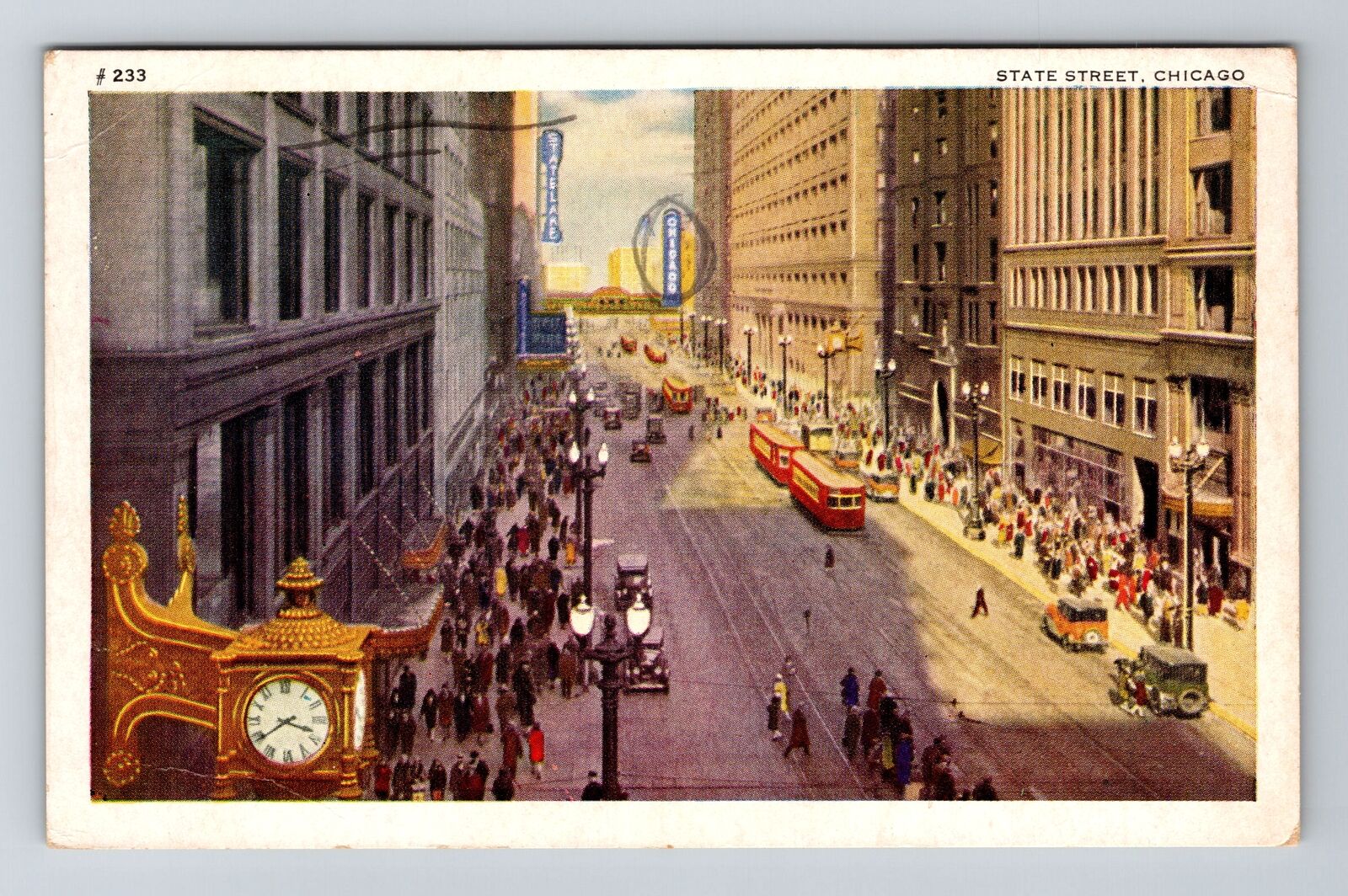 Chicago IL-Illinois, State Street, Theater, Automobiles c1944 Vintage Postcard