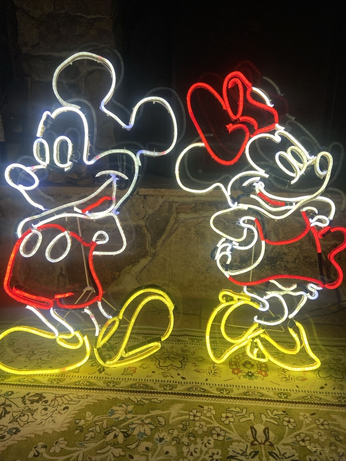 Disney Retro Mickey & Minnie LED Yard Sign Vintage Design LightGlo Lawn Neon