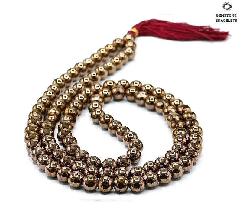 8mm Hematite Japa Mala, Tassel Necklace, 108 Prayer Beads Healing Mediation