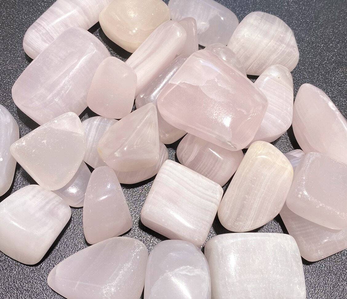 Pink Mangano Calcite Tumbled (UV Reactive)(1/2 lb)(8 oz) Bulk Wholesale Lot