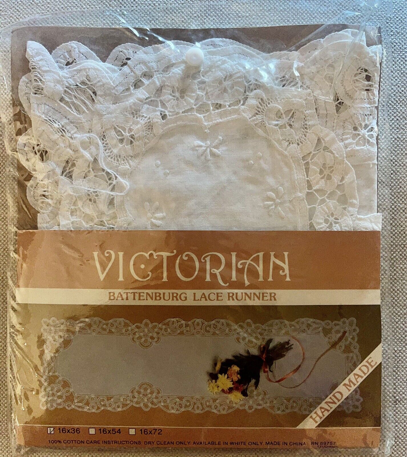 Vintage Victorian Battenburg Lace Runner Hand Made 16x36 New White 
