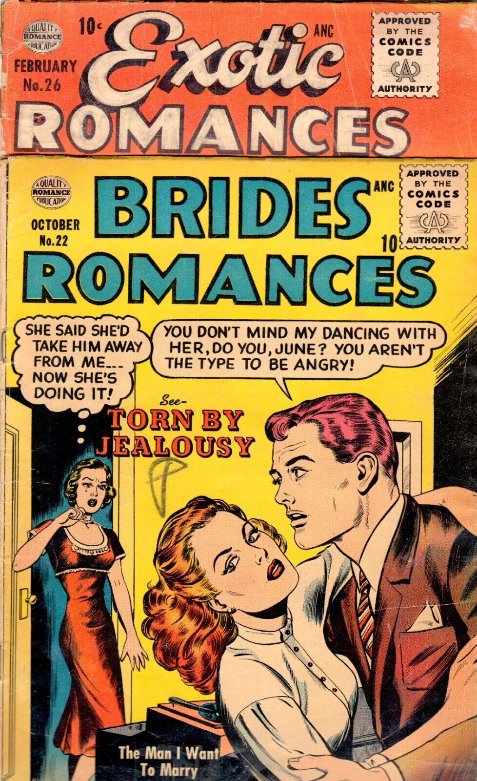 BRIDES ROMANCES #22   EXOTIC ROMANCES #26    1956 10-CENT QUALITY    GOOD (2.0)
